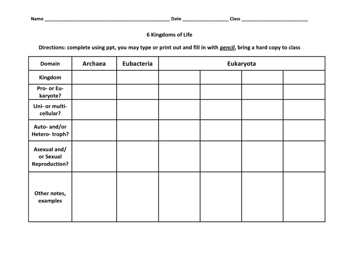 Six kingdoms coloring worksheet answer key pdf