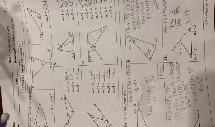 Quiz 4-1 classifying and solving for sides/angles in triangles